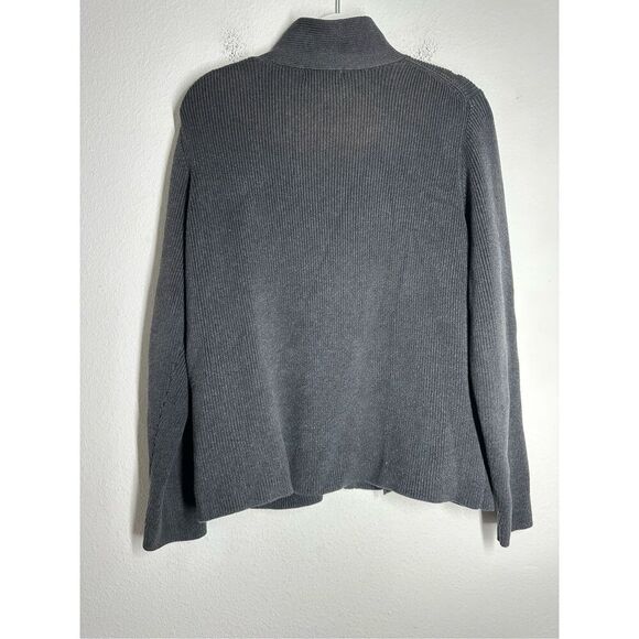 Eddie Bauer Sweater Women's Sz XL Gray Full Zip Long Sleeve Knit Cotton Fit Rib - Picture 4 of 13